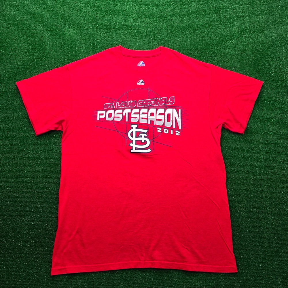 St Louis Cardinals MLB Majestic 2012 Postseason Roster Tshirt Mens Large Red‎